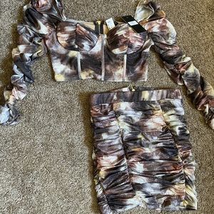 Roughed Fitted Skirt Set